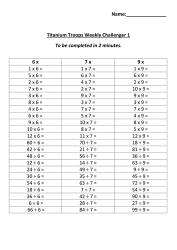 6x 7x 9x tables worksheets | Teaching Resources