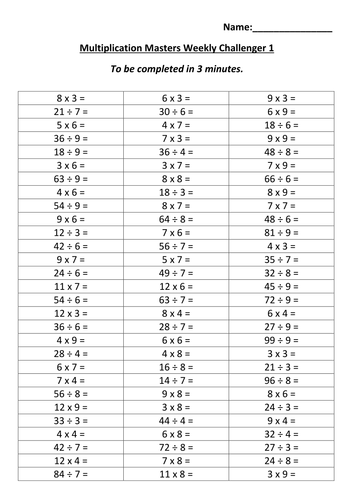 1 12x table worksheets by leannejbrown teaching resources