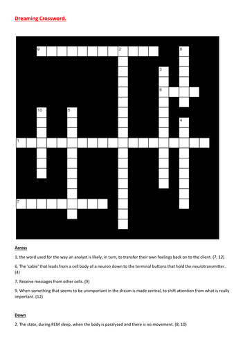 Psychology crosswords