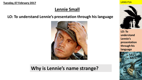 Of Mice and Men analysis of Lennie through his language KS3