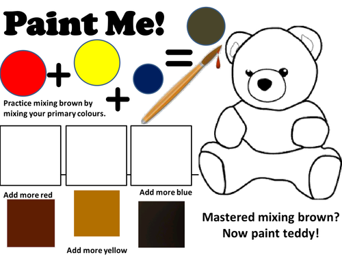 Practice mixing and painting brown: Worksheet