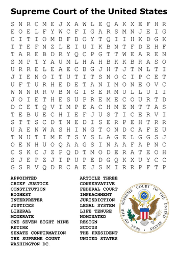 Supreme Court of the United States Word Search