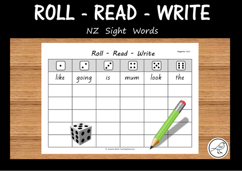 New Zealand Sight Words - 'roll, read, write' activity