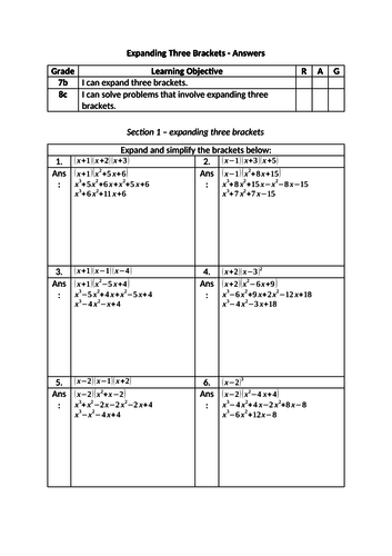 Levelled/Graded Worksheets - Algebra - Editable
