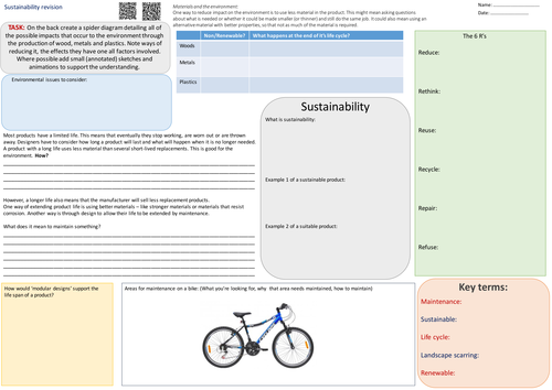 independent sustainability revision sheet