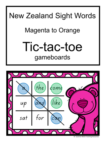 New Zealand Sight Words – ‘tic tac toe’ gameboards