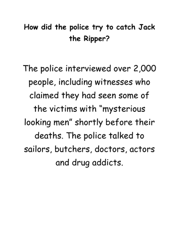 Why could the police not catch Jack the Ripper - link to utility source question