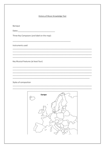 History of Music Revision / Baseline Test