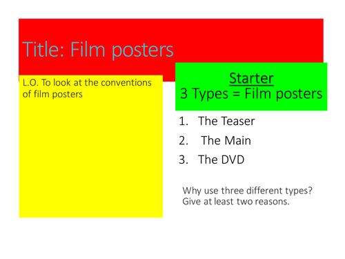 Film Posters Analysis  - reading assessment
