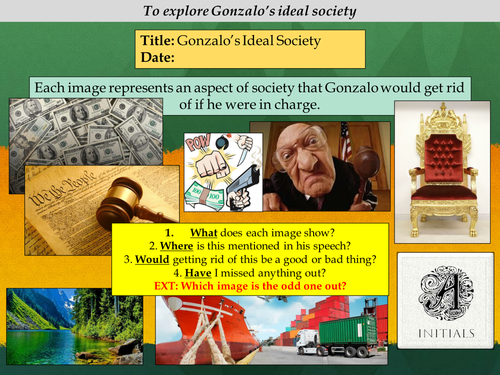 KS3: The Tempest - William Shakespeare (Act: Scene 2) Gonzalo's ideal society