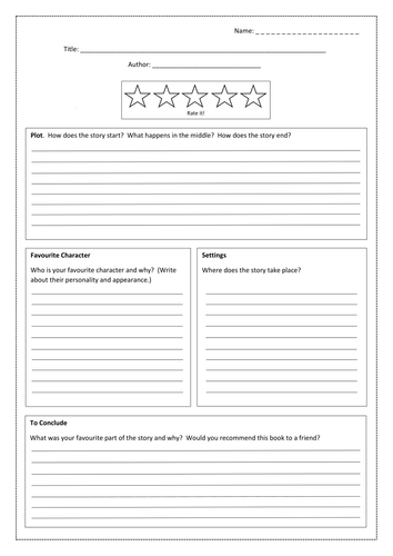 book review template ks3