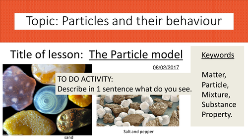 Year 7 new specification lesson 1 paeticle model
