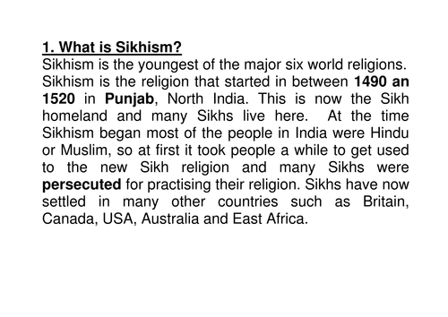 Sikhism Scheme of Work