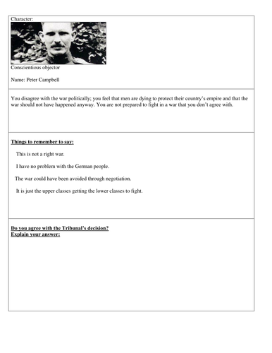 Conscientious objectors World War One