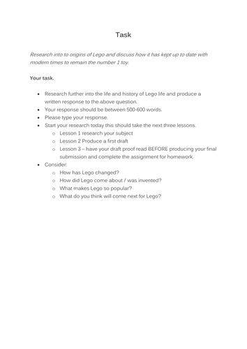 Lego literacy question