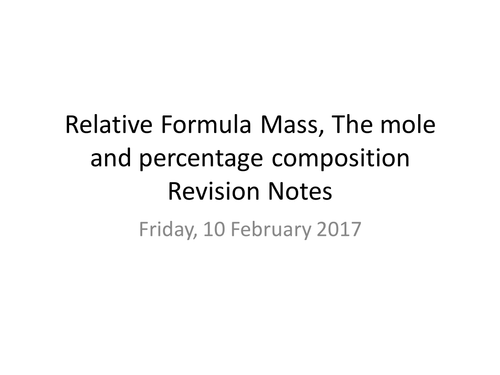 GCSE C2aRFM, mole and % composition