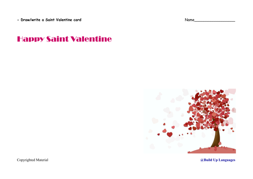 10.Saint Valentine- draw/write your own card