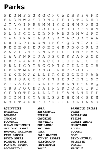 the park parks word search by sfy773 teaching resources tes