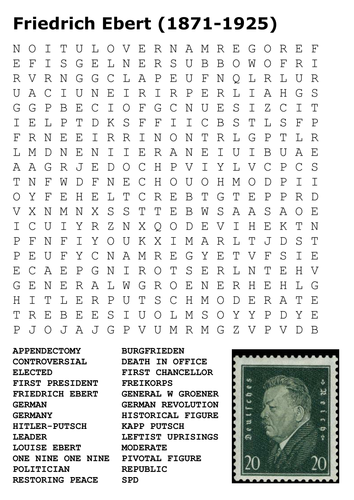 Friedrich Ebert Weimar Republic Word Search