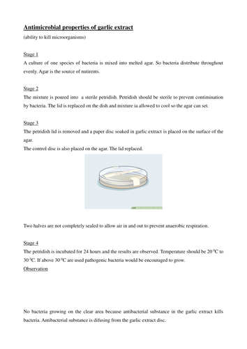 edexcel -IAL-GCE- unit 3 biology - investigation of antimicrobial properties of garlic extract