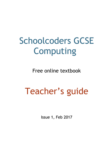 Schoolcoder GCSE Computing online texbook - teacher's guide