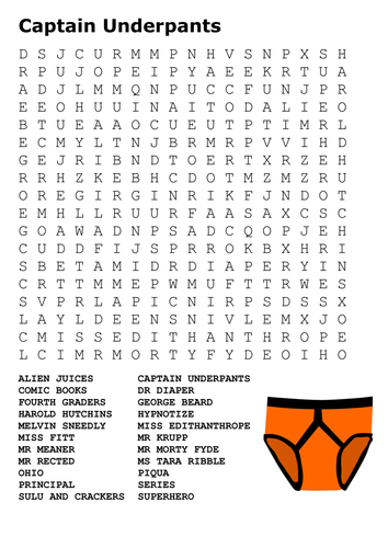 Captain Underpants Word Search