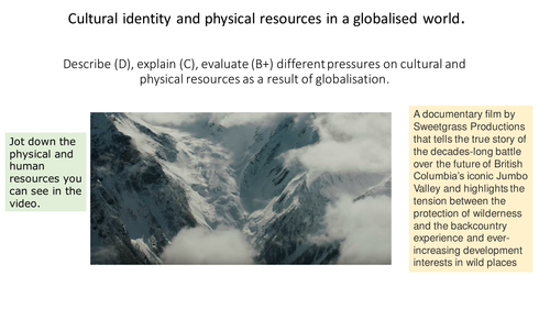 Cultural identity and physical resources in a globalised world