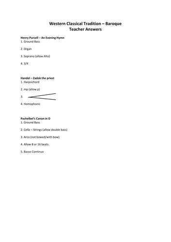 AQA GCSE Music Component 1 - Baroque Music