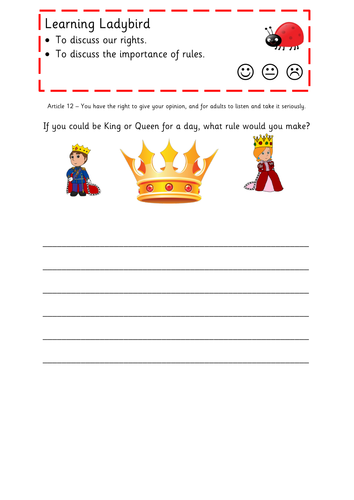 Circle Time - Make a Rule as a King/Queen - Article 12