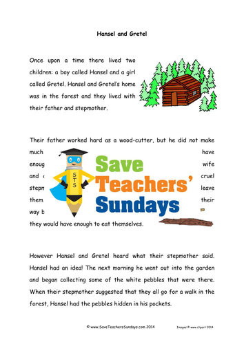 Hansel Gretel Comprehension Guided Reading 4 Levels Difficulty 