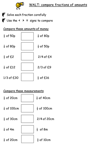 grade 1 worksheet for free fraction Comparing Interim Assessment fractions  Year objectives 2