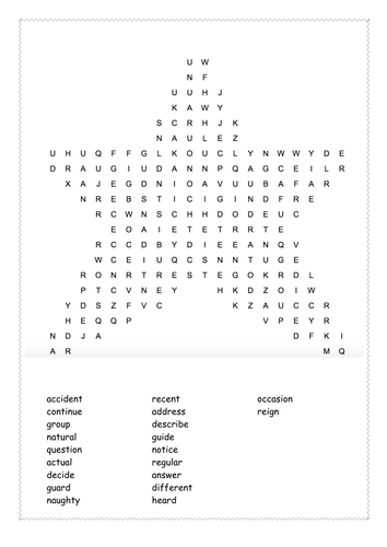KS2 Spelling Lists Wordsearches x10