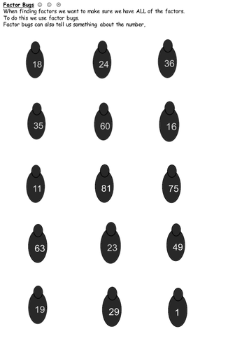 Factor bugs - finding the factors of numbers