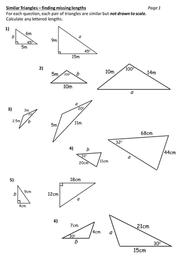 Similar Triangles Worksheet Teaching Resources 9746