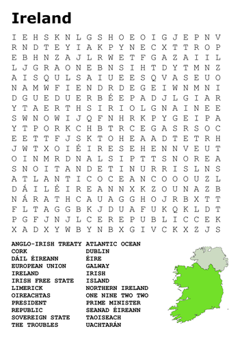 Ireland Word Search