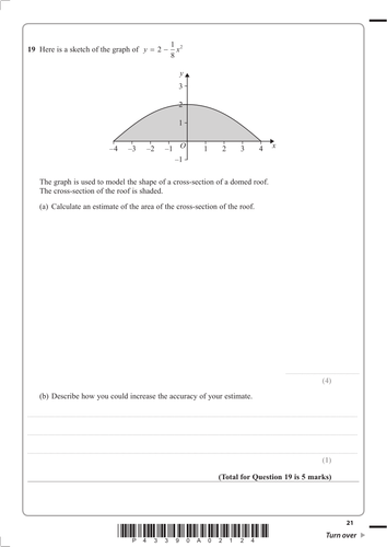 Area under a graph exam questions