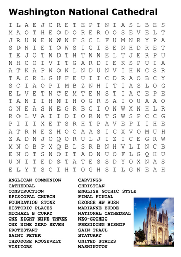 Washington National Cathedral Word Search