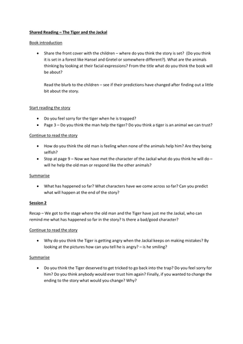 Shared Reading plan The Tiger and the Jackal