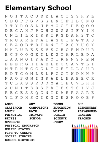 elementary school word search by sfy773 teaching resources