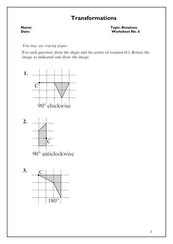 Transformation - Rotations Worksheet | Teaching Resources