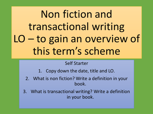 Year 9 Non-fiction and transactional writing Complete scheme of work