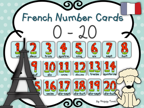 French Numbers 0 - 20 Cards / Posters