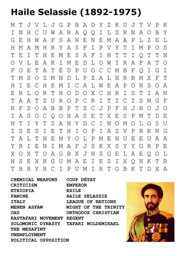 Haile Selassie Word Search