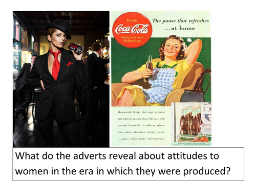 A03: Compare how women are presented in Coke adverts from 1950s and now.