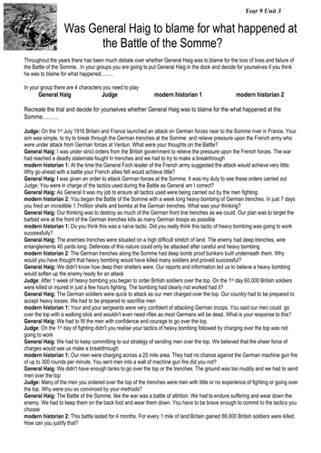 Haig and the Somme group trial