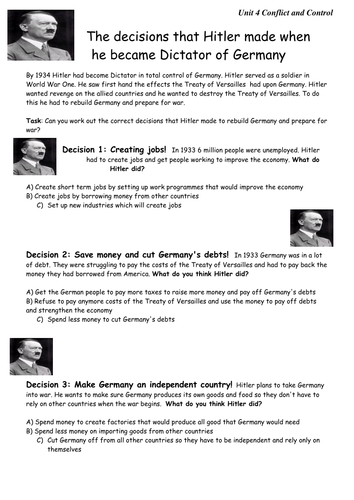 The causes of World War Two Hitler decision making activity