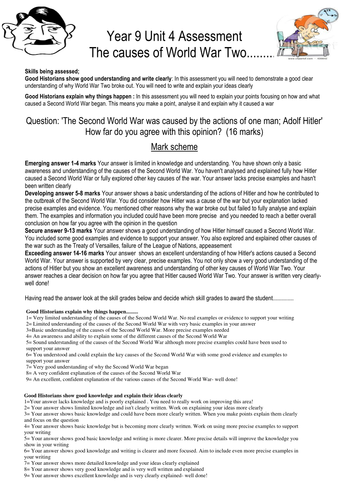 Causes of World War Two Assessment