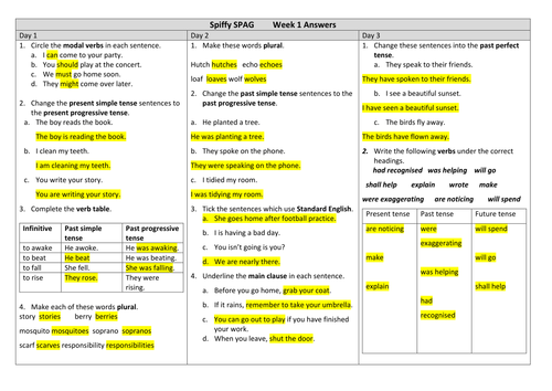 KS2 SPAG weekly practice (6 weeks provided)