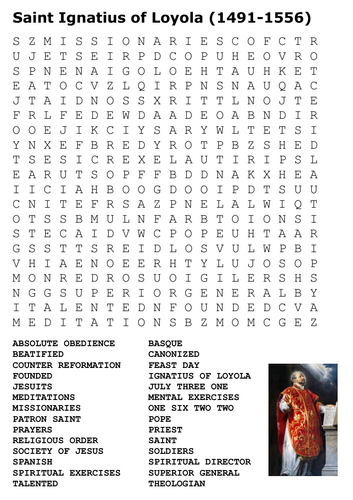 Saint Ignatius of Loyola Word Search