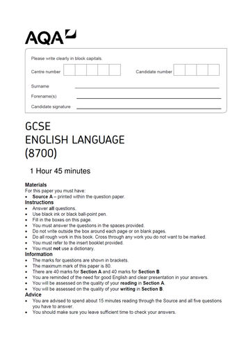 AQA Language GCSE Paper 1 - Great Expectations